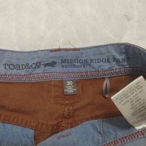 Men's Toad&Co Brown Chinos Cotton Blend Straight Leg 30x31